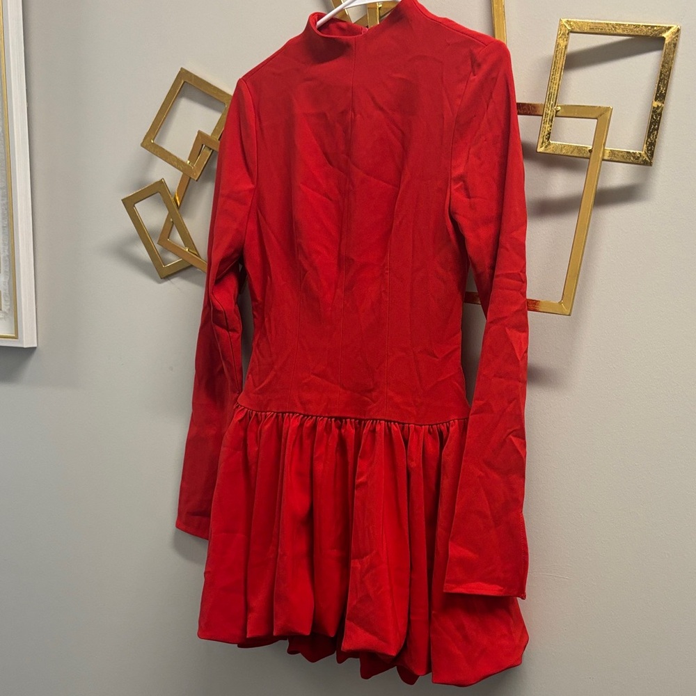 Commense Vibrant Red Gathered Dress